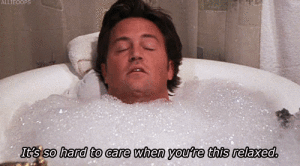 Chandler Bing relaxing in bubble bath