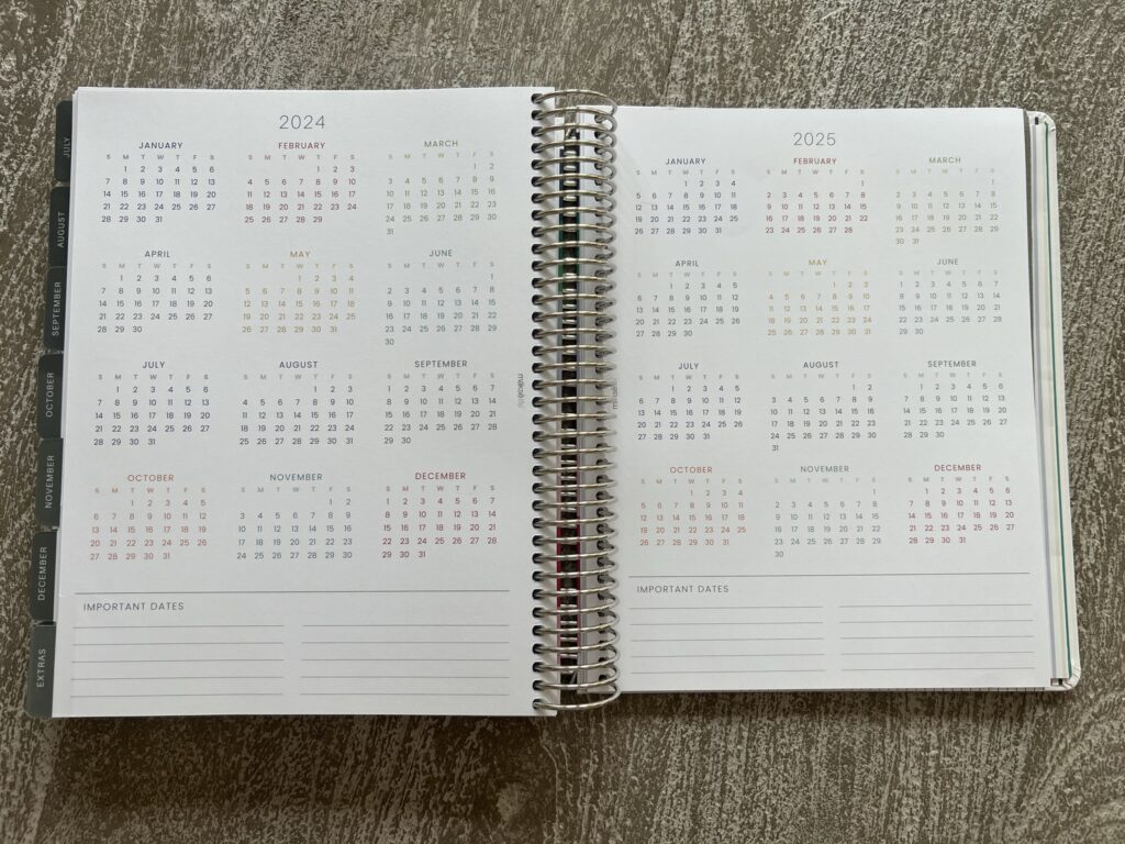 Year at a glance layout.
2024 Makselife planner review.